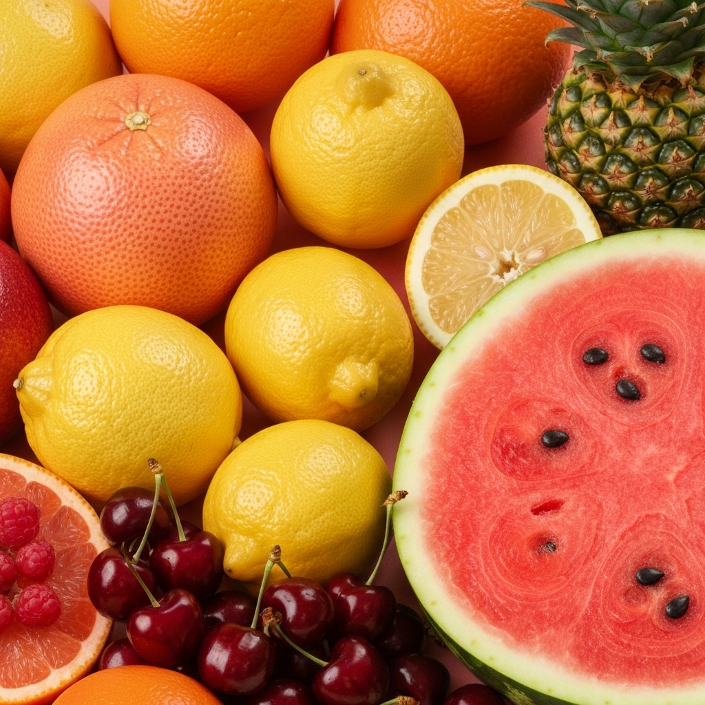 Fresh fruits - berries, citrus, watermelon and tropical fruits