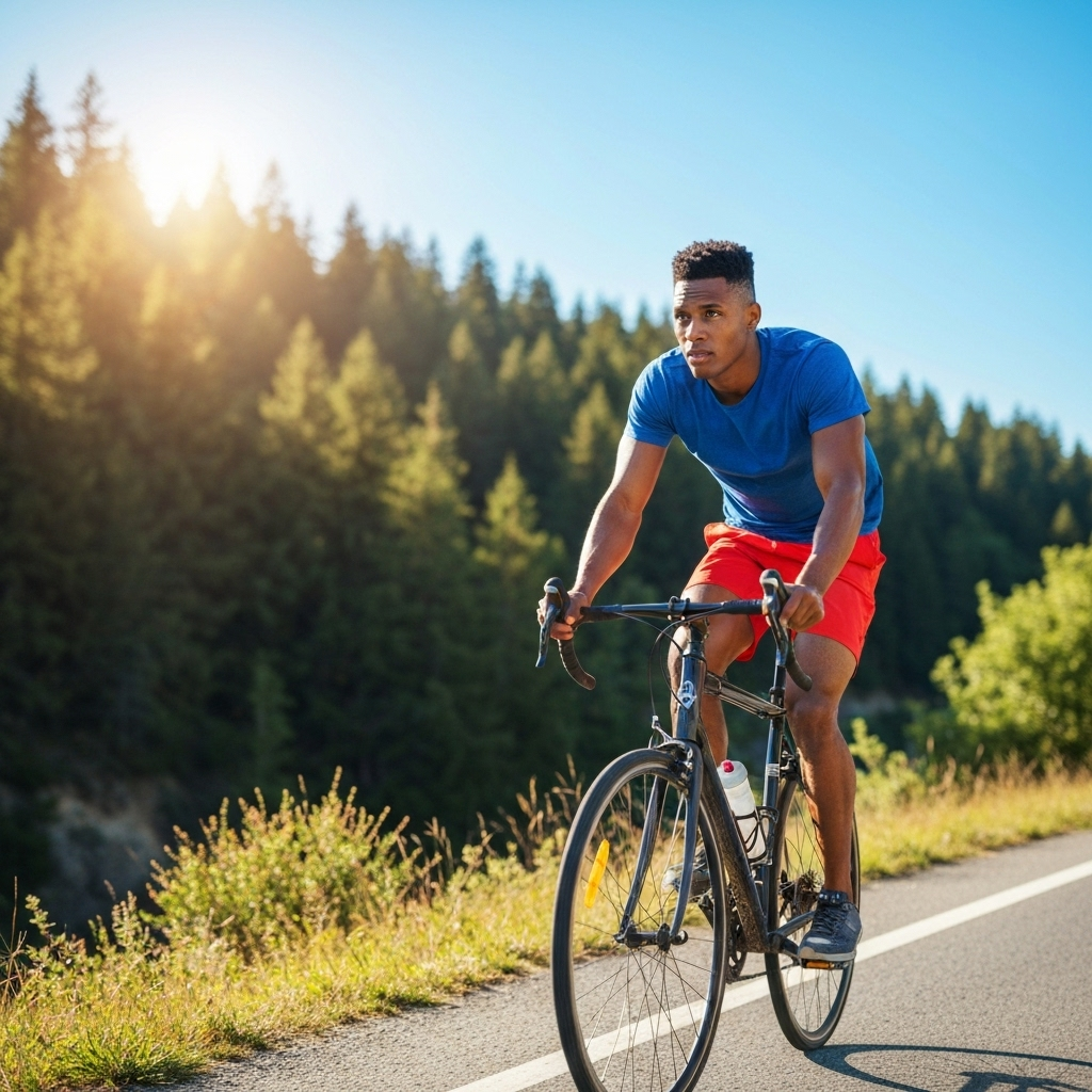 Person cycling outdoors