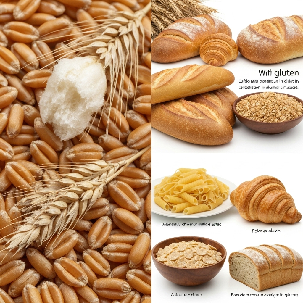 Wheat grains and bread